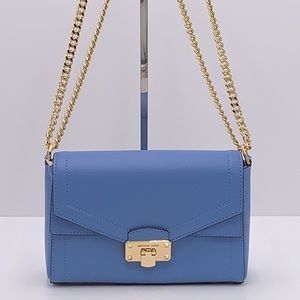 Michael Kors Kinsley Medium Flap Shoulder Bag Crossbody in French Blue